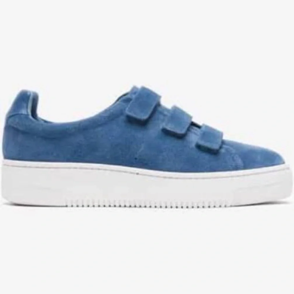 Sandro Blue Suede Velcro Platform Sneakers
